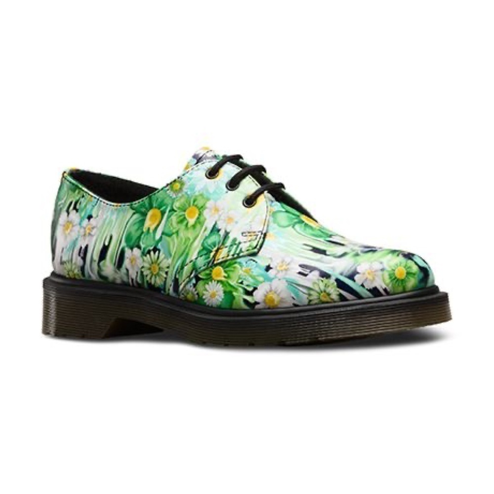 Dr. Martens 1461 Oxford Green Slime Floral Paint Slick Shoes
